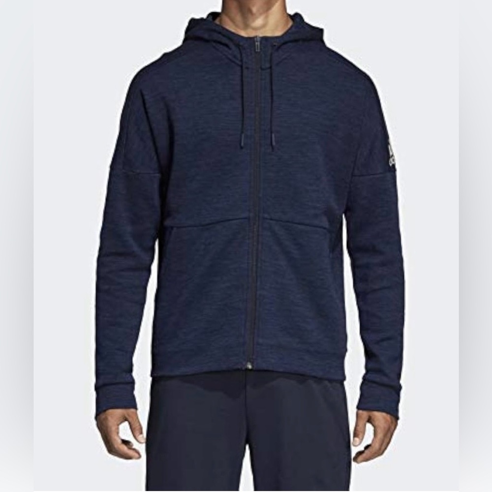Adidas Men’s Id Stadium Navy Full-Zip Hooded Sweatshirt. Sz S